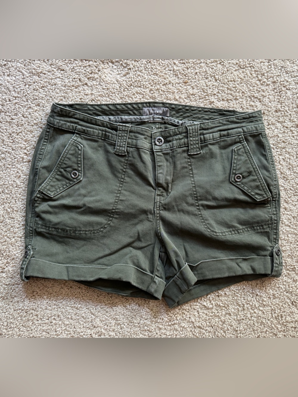 Torrid Olive Green Women's Roll-Cuff Shorts